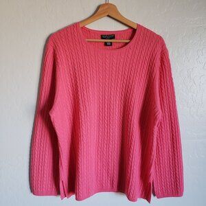 Daniel Bishop 100% Cashmere Cable Knit Sweater Pullover Pink Size Women's 1X